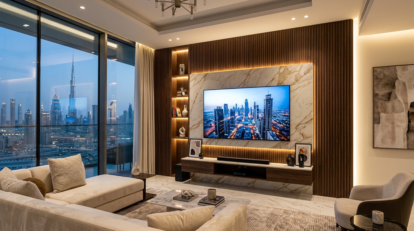 Contemporary Panel Media Wall